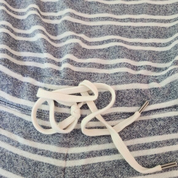 Striped Gray and White Romper with Lace Detail - Picture 5 of 6